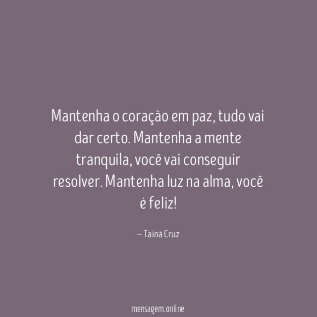 Mantenha o coração em paz