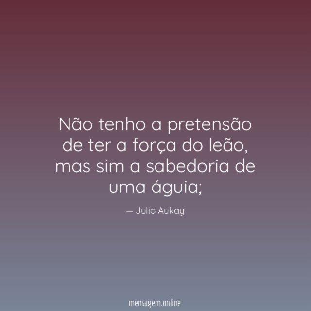 Não tenho a pretensão de ter a força