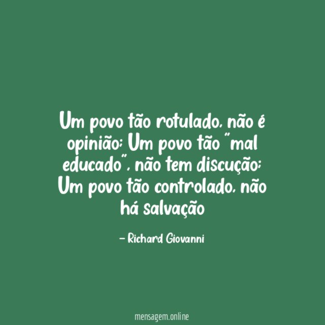 Um povo tão rotulado