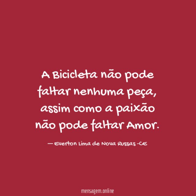 A Bicicleta não pode faltar nenhuma peça