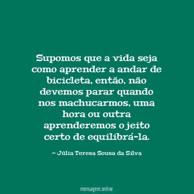 Supomos que a vida seja como aprender a andar de bicicleta