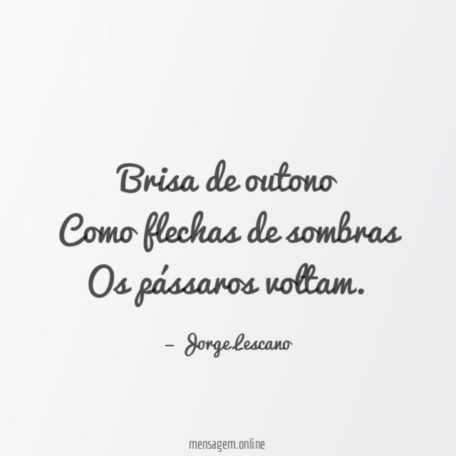 Brisa de outono Como flechas de sombras Os pássaros voltam