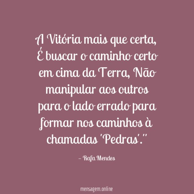 A Vitória mais que certa