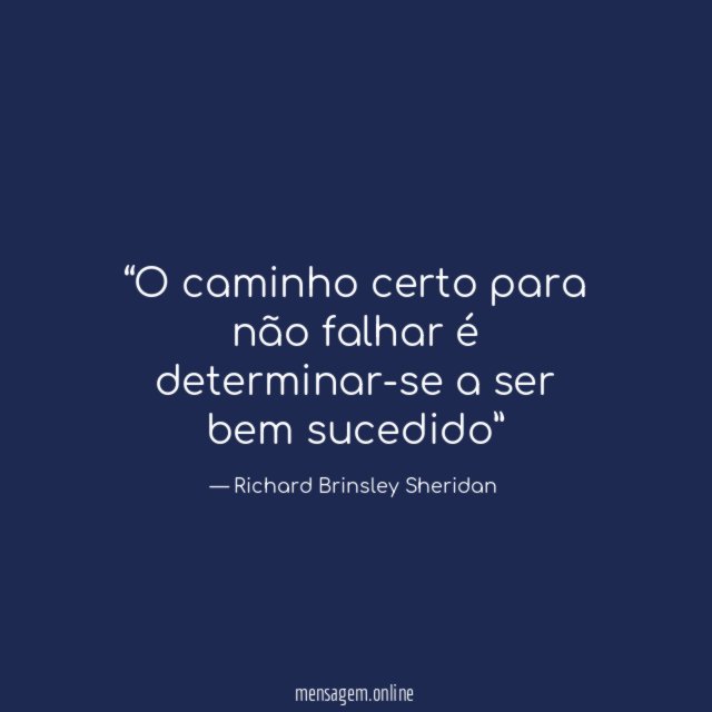 O caminho certo para não falhar é determinar-se a ser bem sucedido”