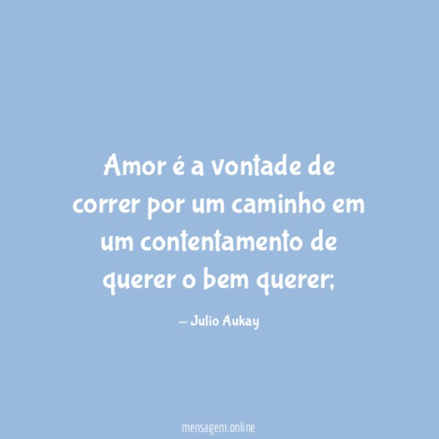 Amor é a vontade de correr por um