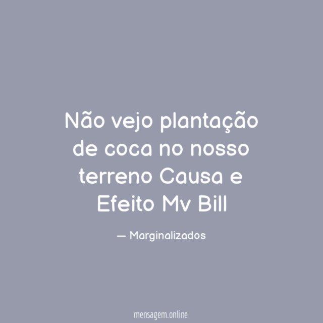 Não vejo plantação de coca no nosso terreno