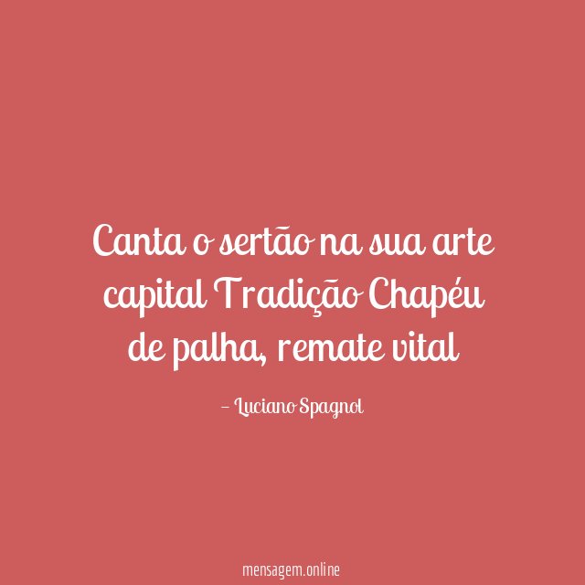Canta o sertão na sua arte capital Tradição Chapéu de