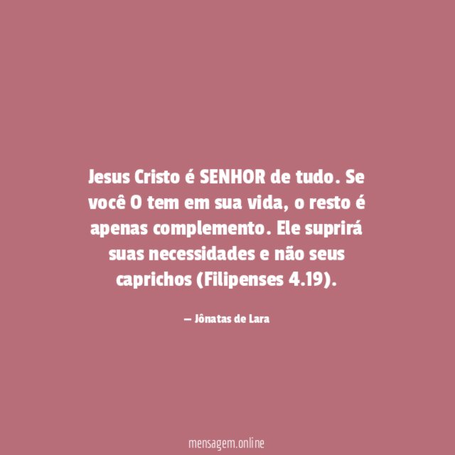 Jesus Cristo é SENHOR de tudo