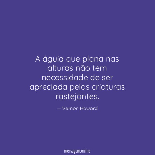 A águia que plana nas alturas não tem