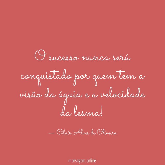 O sucesso nunca será conquistado por quem tem