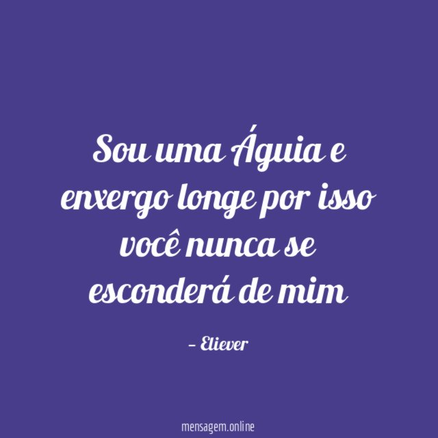 Sou uma Águia e enxergo longe por isso