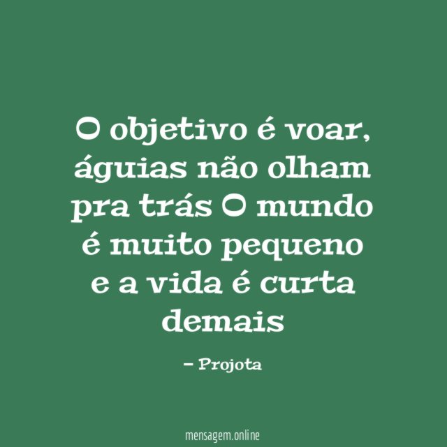 O objetivo é voar
