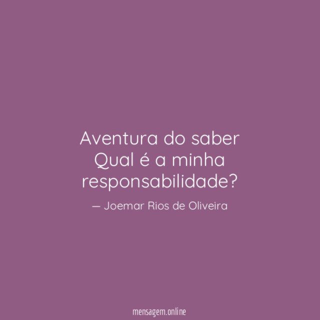 Aventura do saber Qual é a minha responsabilidade