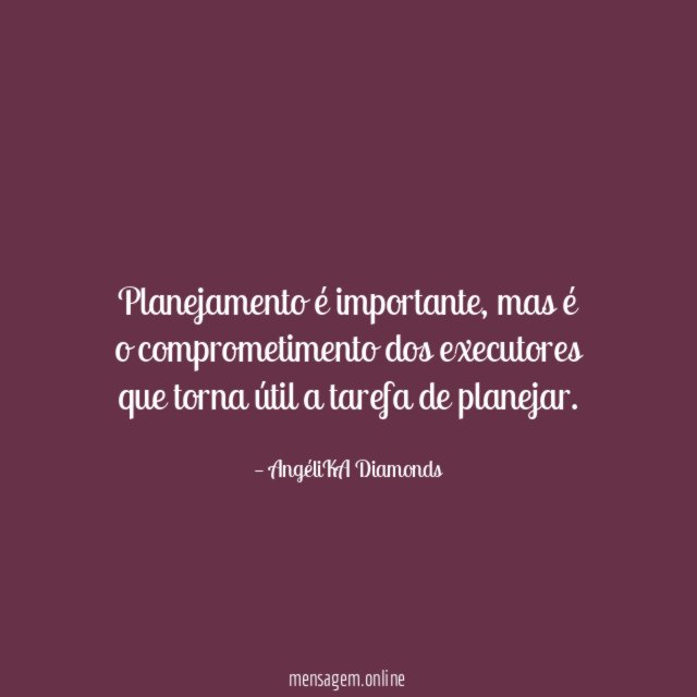Planejamento é importante