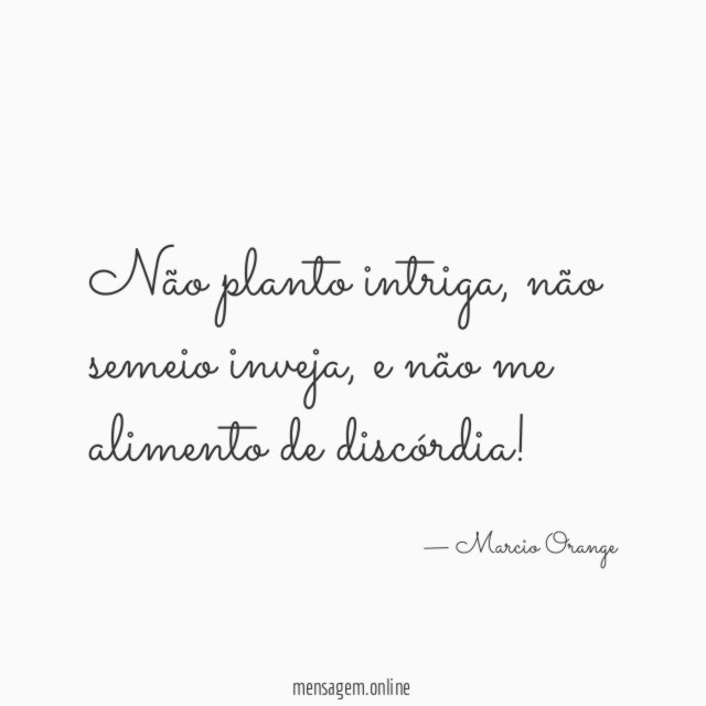 Não planto intriga