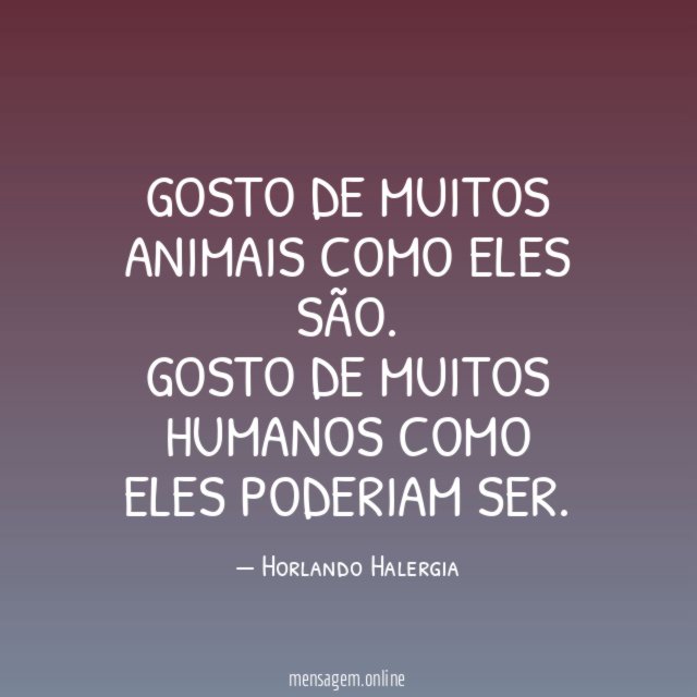 Gosto de muitos animais como eles são
