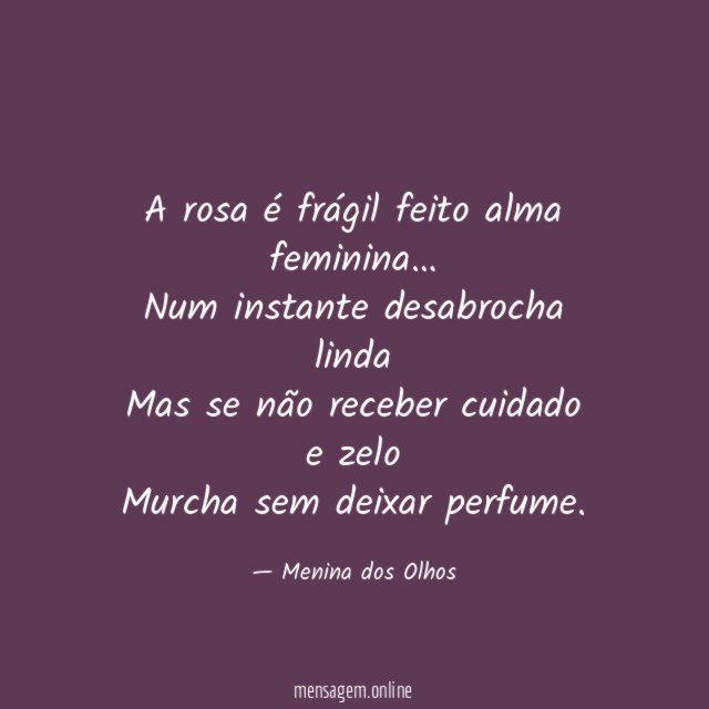 A rosa é frágil feito alma feminina
