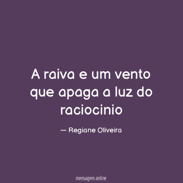 A raiva e um vento que apaga a luz do raciocinio"