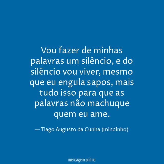 Vou fazer de minhas palavras um silêncio