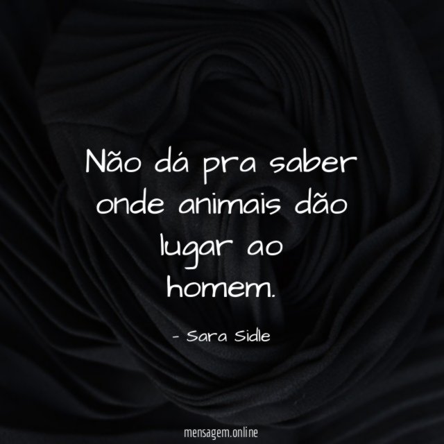 Não dá pra saber onde animais dão lugar ao homem