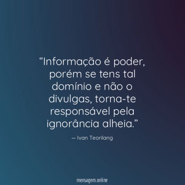 Informação é poder