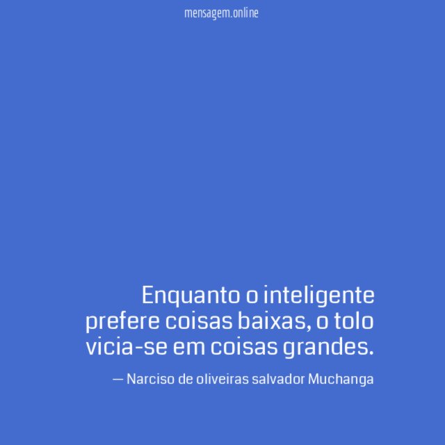 Enquanto o inteligente prefere coisas baixas