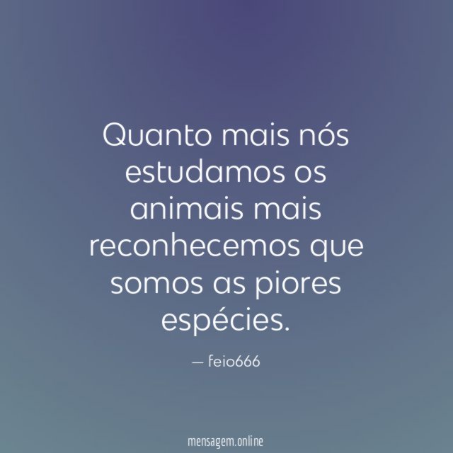 Quanto mais nós estudamos os animais