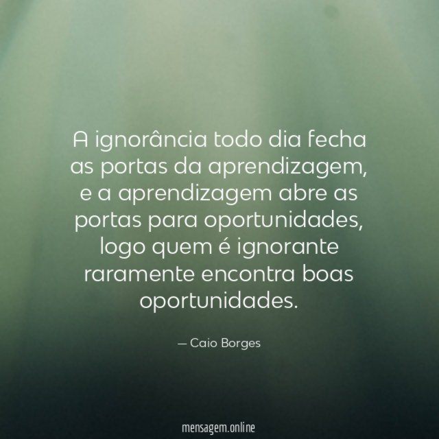 A ignorância todo dia fecha as portas da aprendizagem