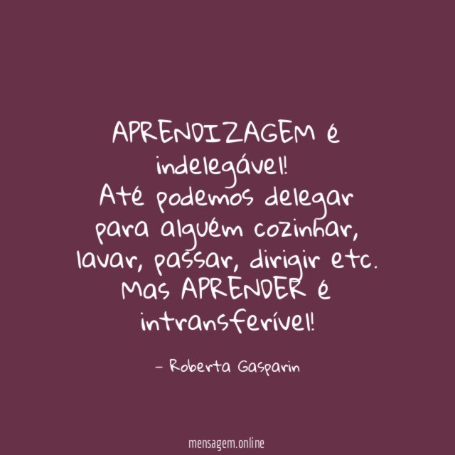 APRENDIZAGEM é indelegável