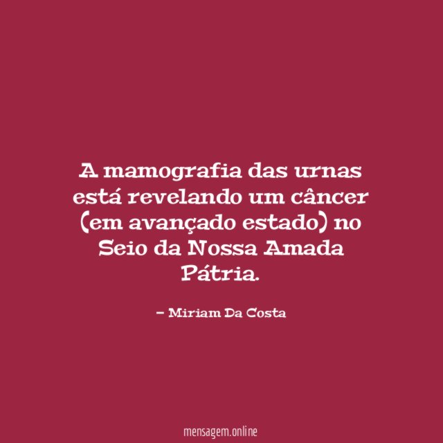 A mamografia das urnas está revelando um câncer