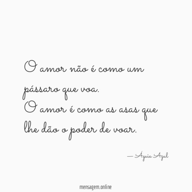 O amor não é como um pássaro que voa