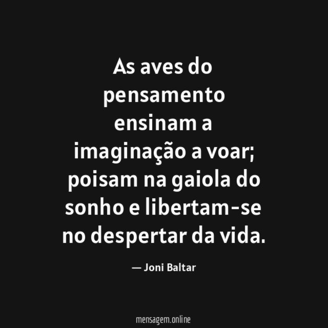 As aves do pensamento ensinam a imaginação a voar