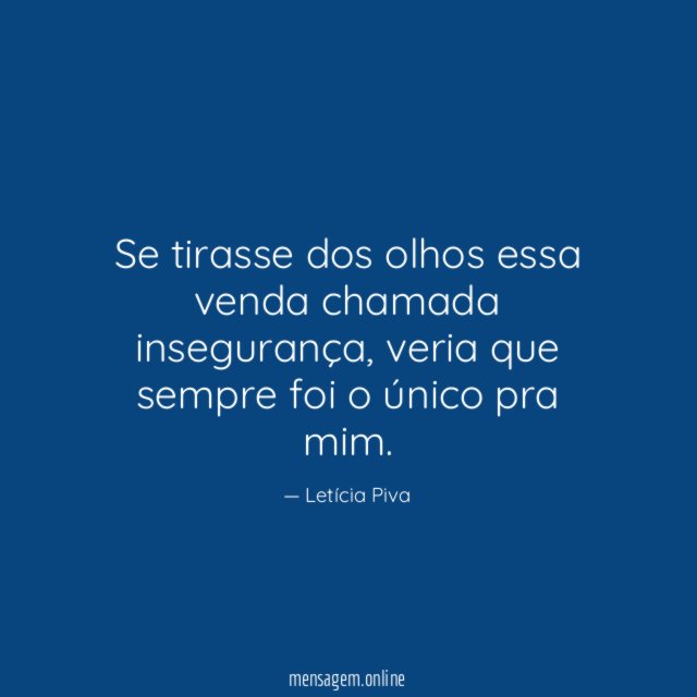 Se tirasse dos olhos essa venda chamada insegurança