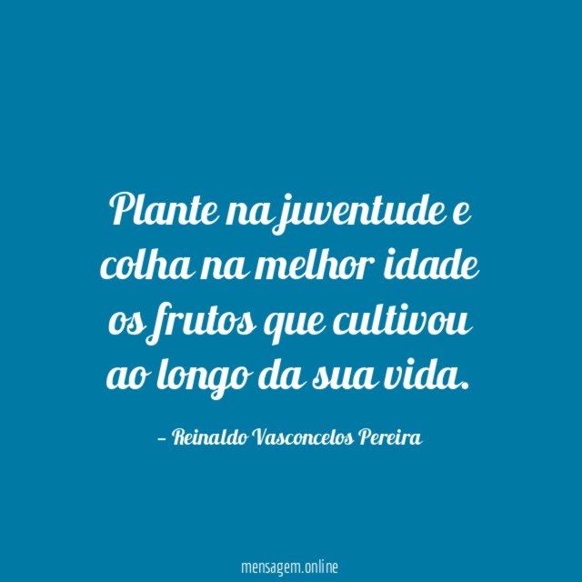 Plante na juventude e colha na melhor idade