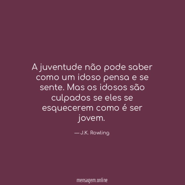 A juventude não pode saber como um idoso