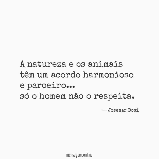 A natureza e os animais têm um acordo harmonioso e parceiro