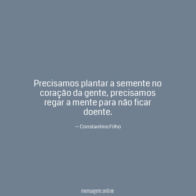 Precisamos plantar a semente no coração da gente