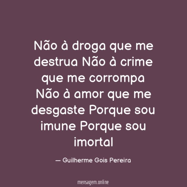 Não à droga que me destrua Não à crime