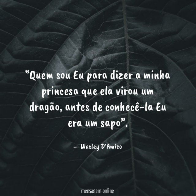 Quem sou Eu para dizer a minha princesa