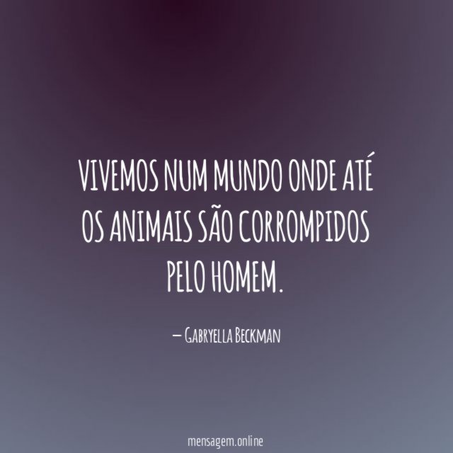 Vivemos num mundo onde até os animais são corrompidos pelo homem