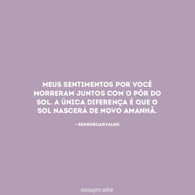 Meus sentimentos por você morreram juntos com o pôr do sol