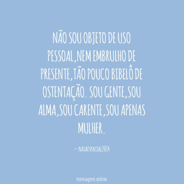 NÃO SOU OBJETO DE USO PESSOAL