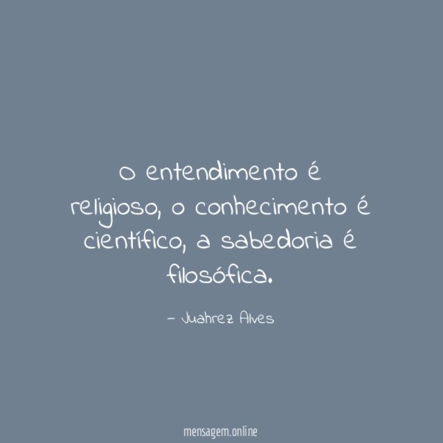 O entendimento é religioso