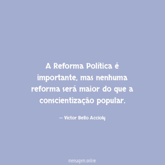 A Reforma Política é importante