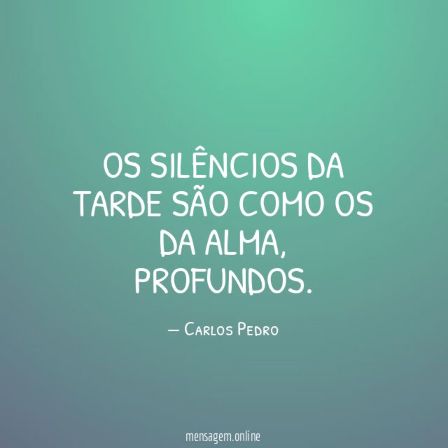 Os silêncios da tarde são como os da alma