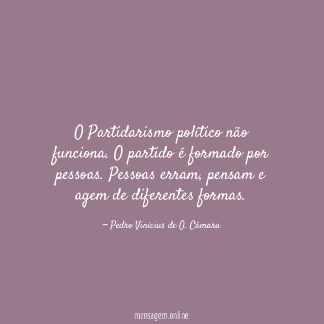 O Partidarismo político não funciona