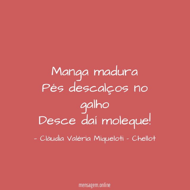 Manga madura Pés descalços no galho Desce daí moleque