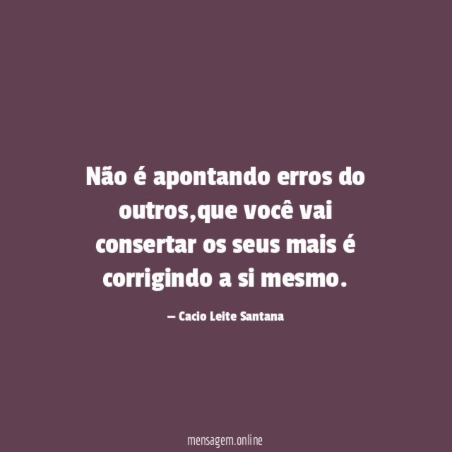 Não é apontando erros do outros