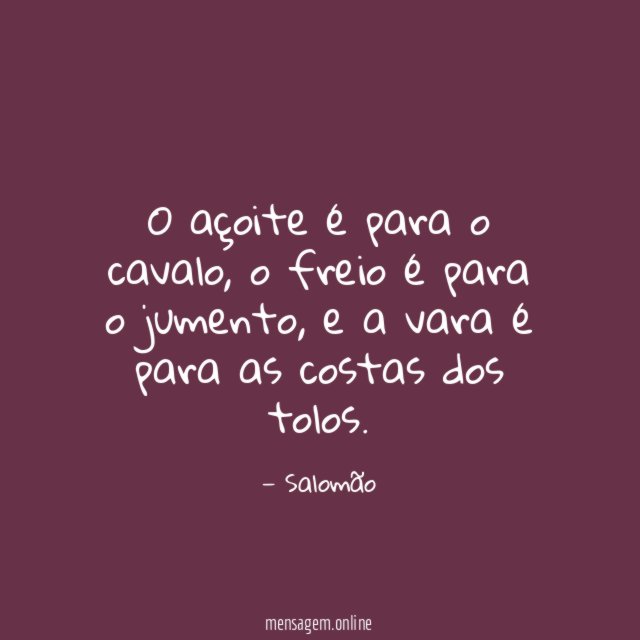 O açoite é para o cavalo