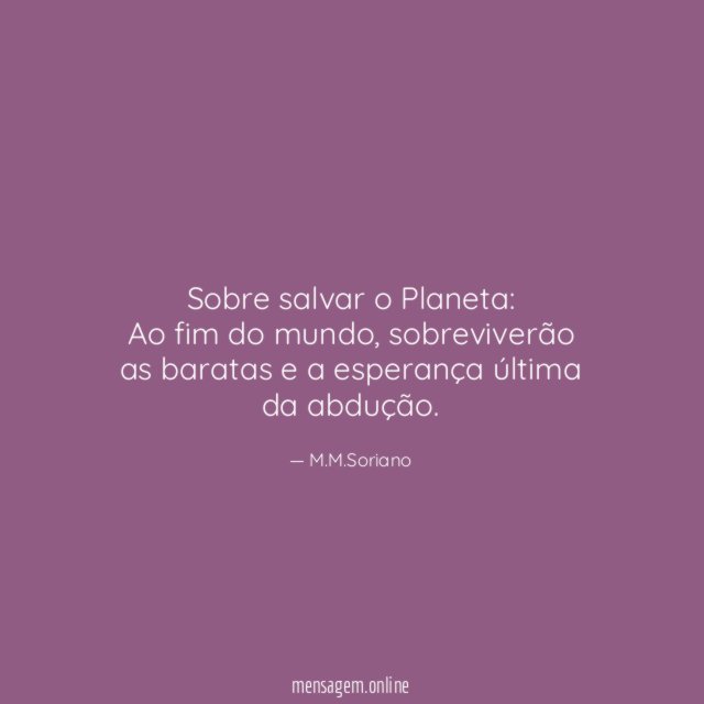 Sobre salvar o Planeta: